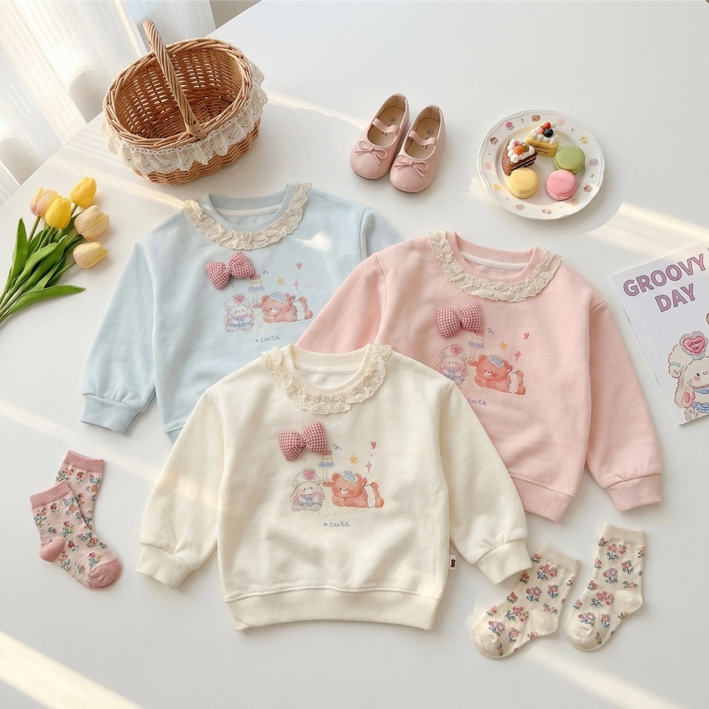 女童蕾絲領蝴蝶結長袖衛衣(7)