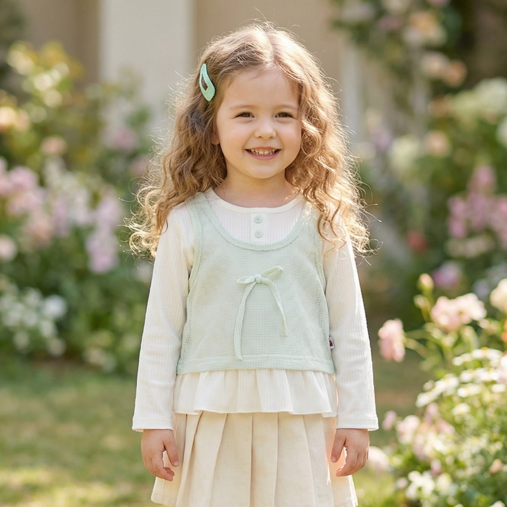 女童荷葉邊兩件式套裝 (11)