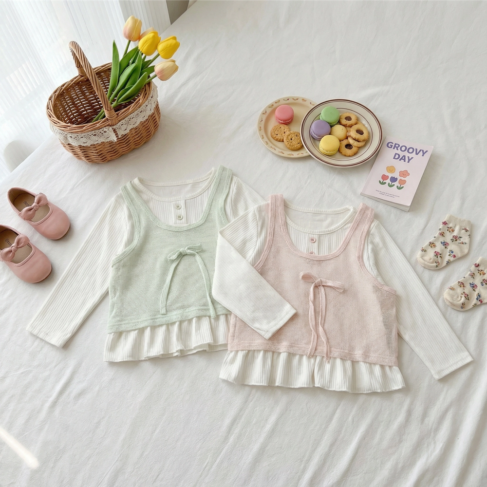 女童荷葉邊兩件式套裝 (1)