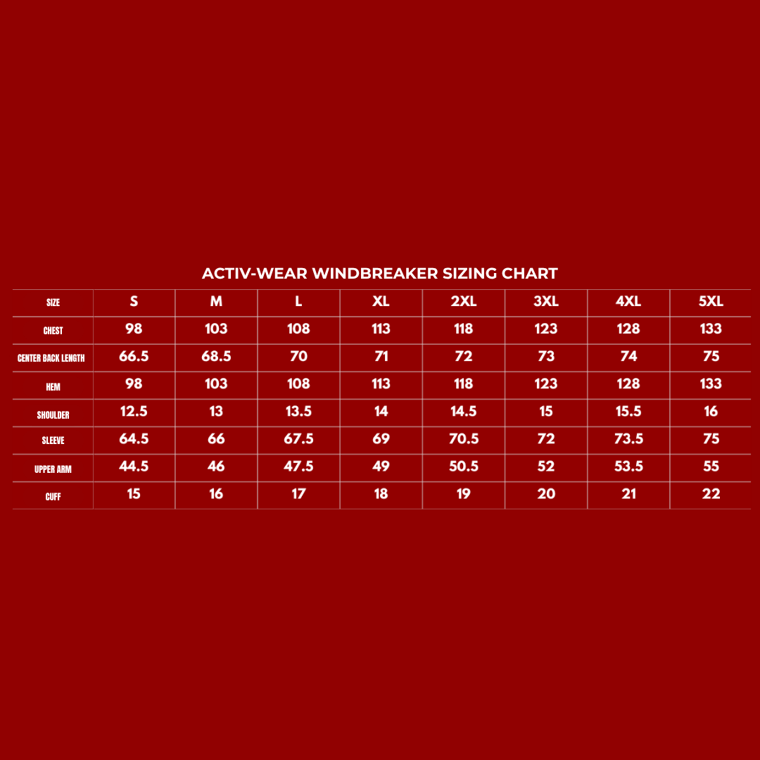 ACTIV-WEAR WINDBREAKER SIZING CHART (1)