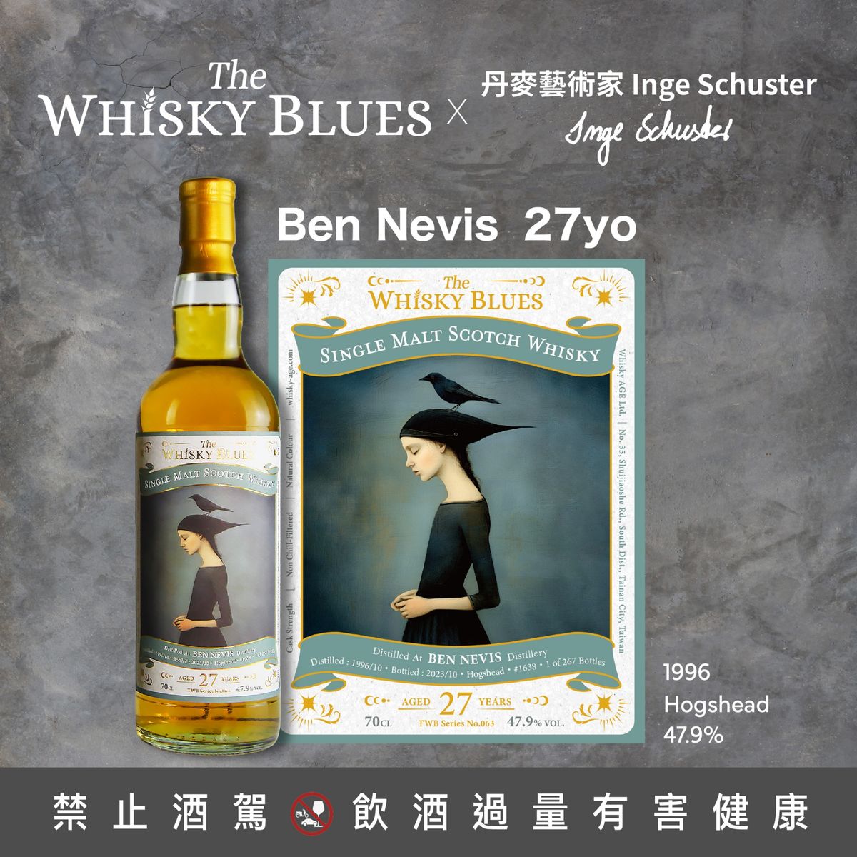 The Whisky Blues 威士忌藍調x 畫家 Inge Schuster 卡牌系列 第六款:Ben Nevis 1996 27年!