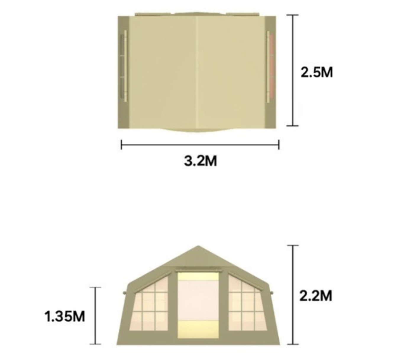 Coody 8.0 Air Tent Dimension 2