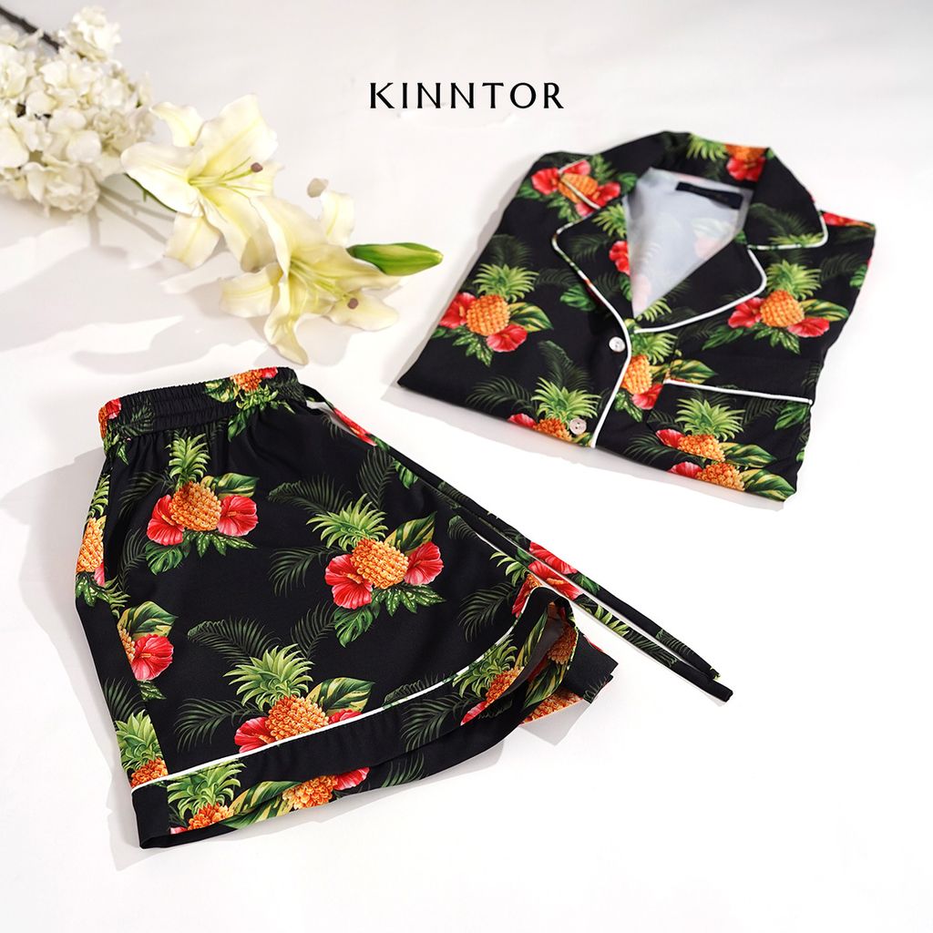 KINNTOR short pyjamas tropical black L01