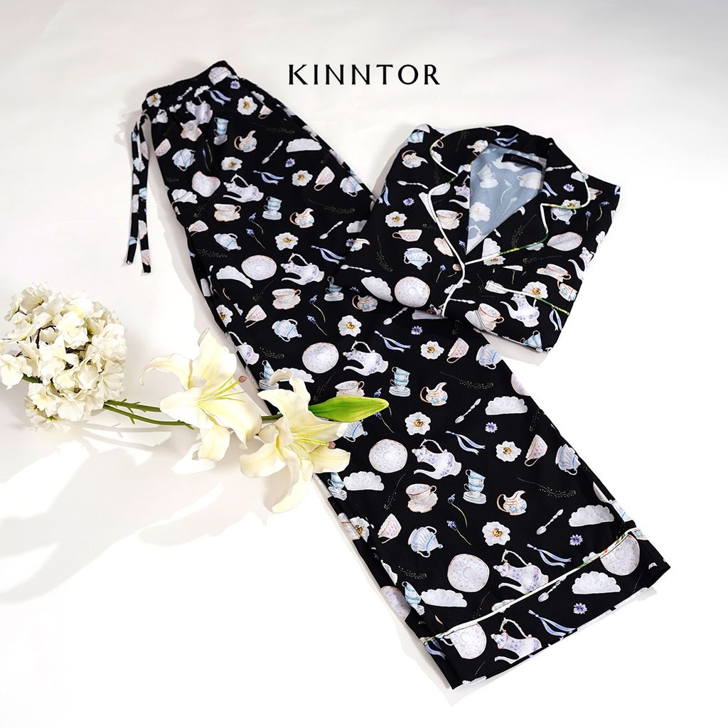 KINNTOR long pyjamas afternoon tea black L01