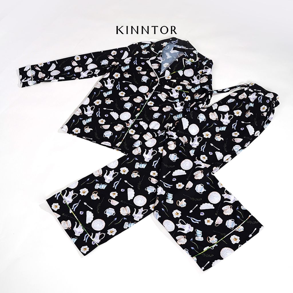 KINNTOR long pyjamas afternoon tea black L02