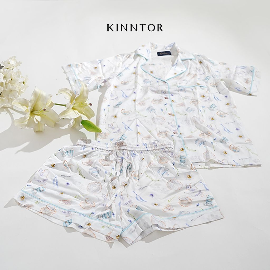 KINNTOR short pyjamas afternoon tea white S15_2_0