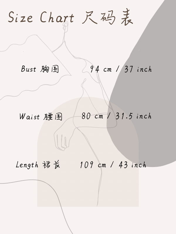 Size chart for Velvet Ribbon Dress