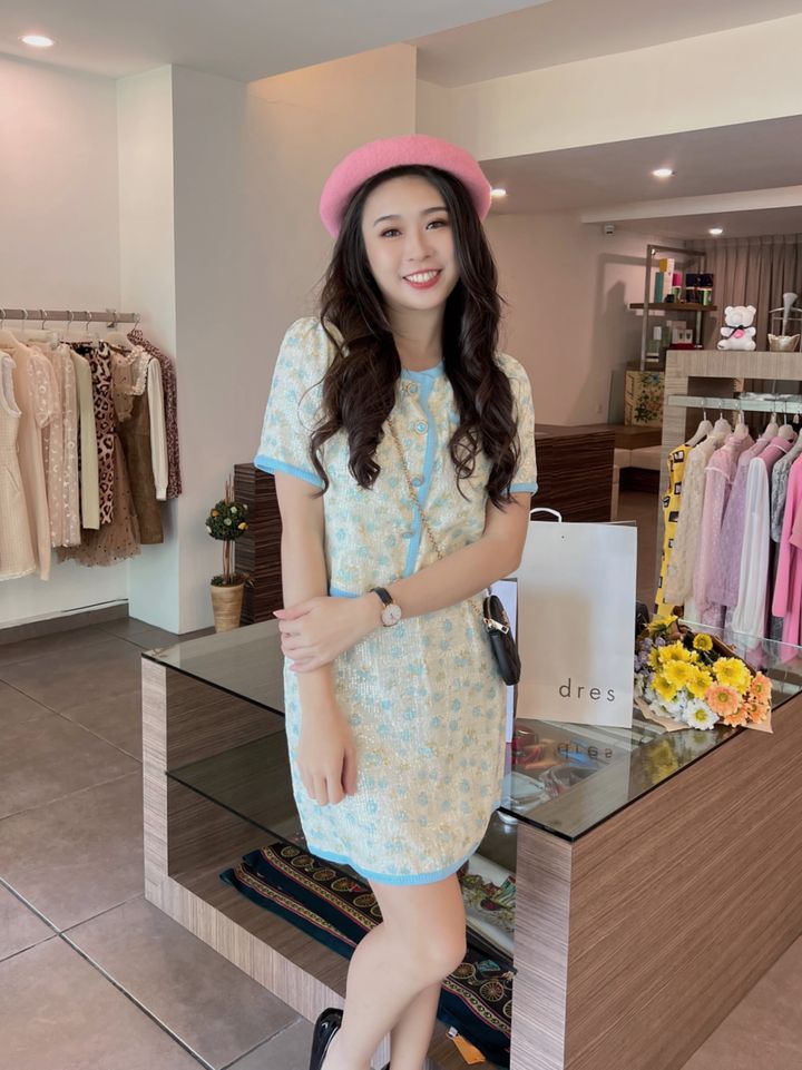 Baby Blue Dolly Sequin Set Wear 蓝色娃娃亮片套装