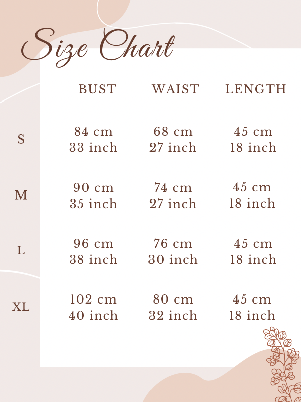 Size chart for Gold Chinese Vest Set Wear