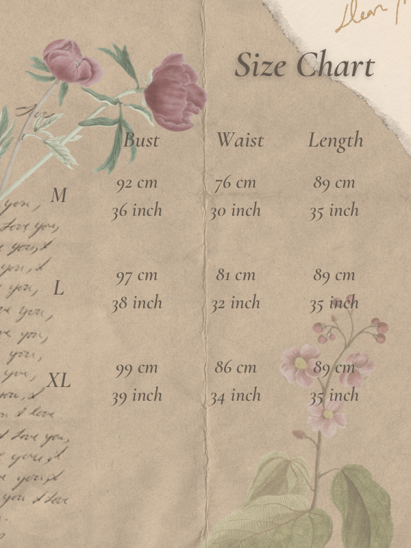 Size chart for Maillard Plumish Blossom Set Dress