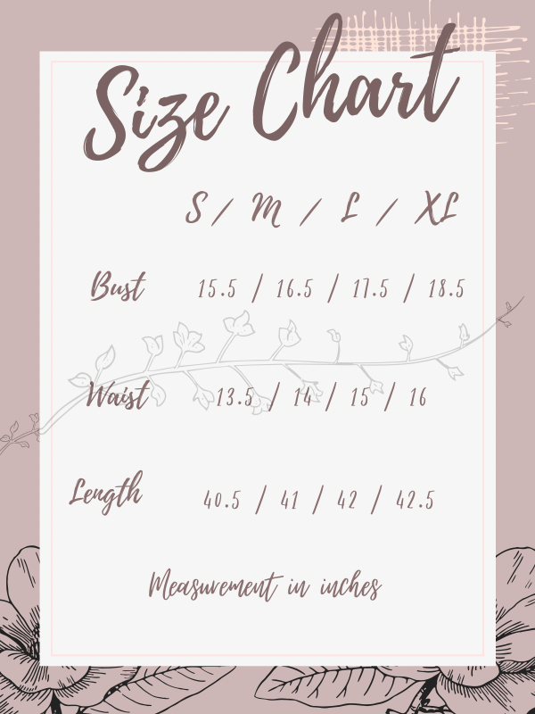 Size chart for Pinky Pie Lace Party Dress