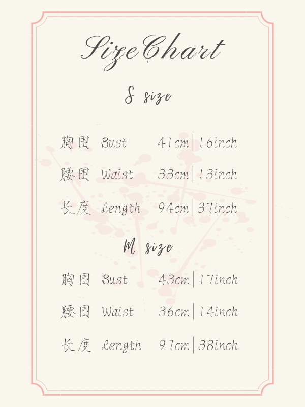Size chart for Mathilde Lace Dress