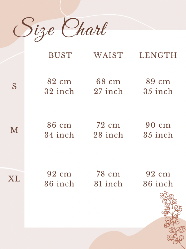 Size chart for Sassy Blue Cocktail Dress