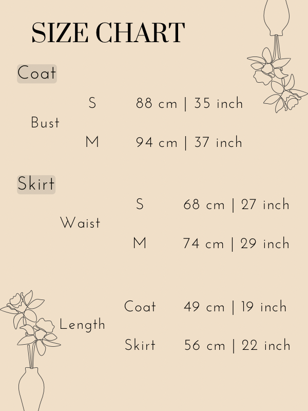 Size chart for Joelle Sue Tweed Set Wear