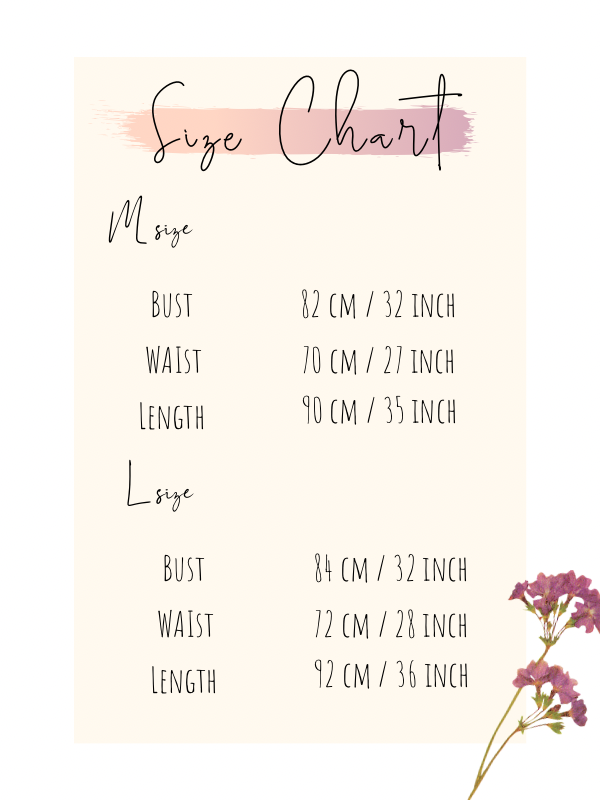 Size chart for La Floraison Mermaid Dress