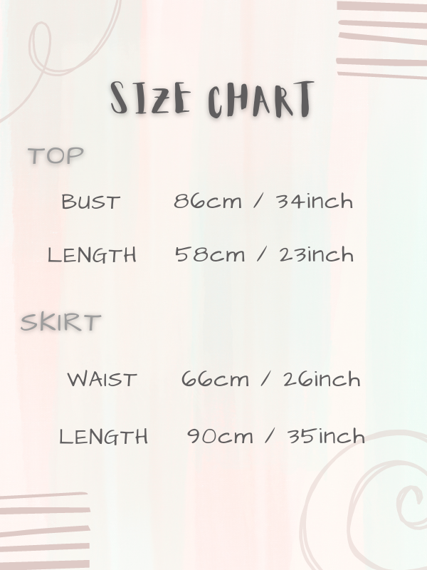 Size chart for Regency Office Set Wear