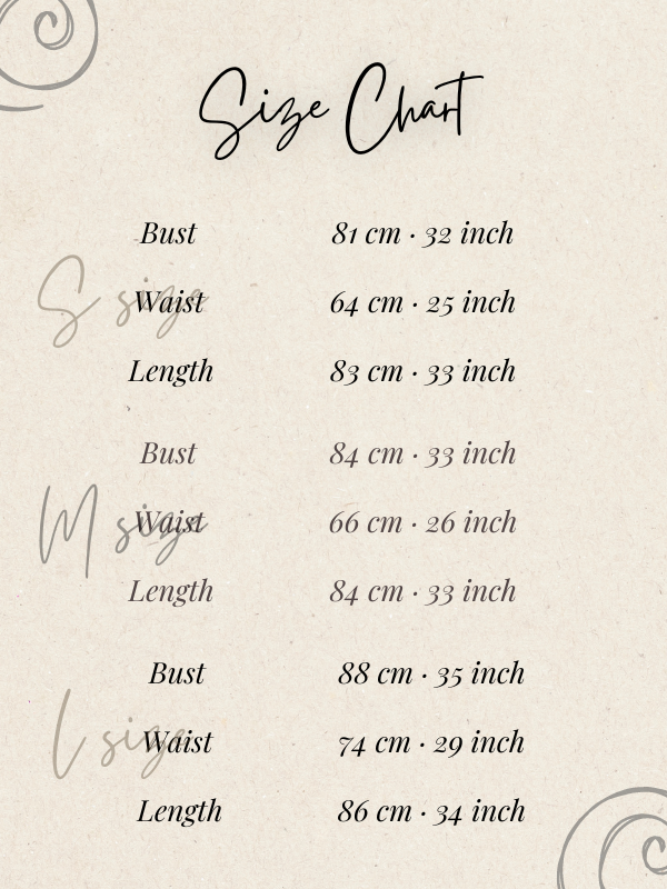 Size chart for Black Flora Ruffle Dress