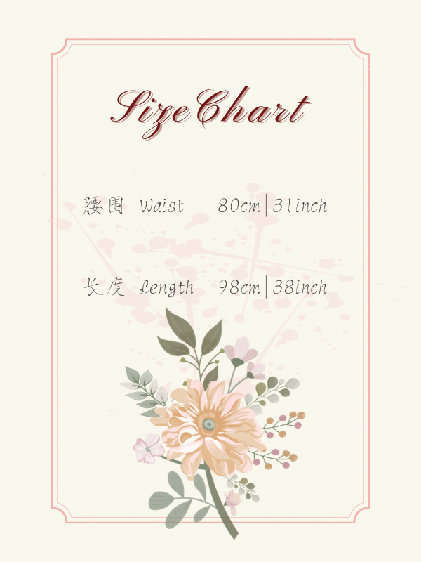 Size chart for Sweet 16 Set Wear