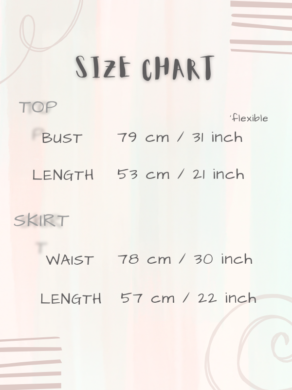Size chart for Variegated Wash Set Wear