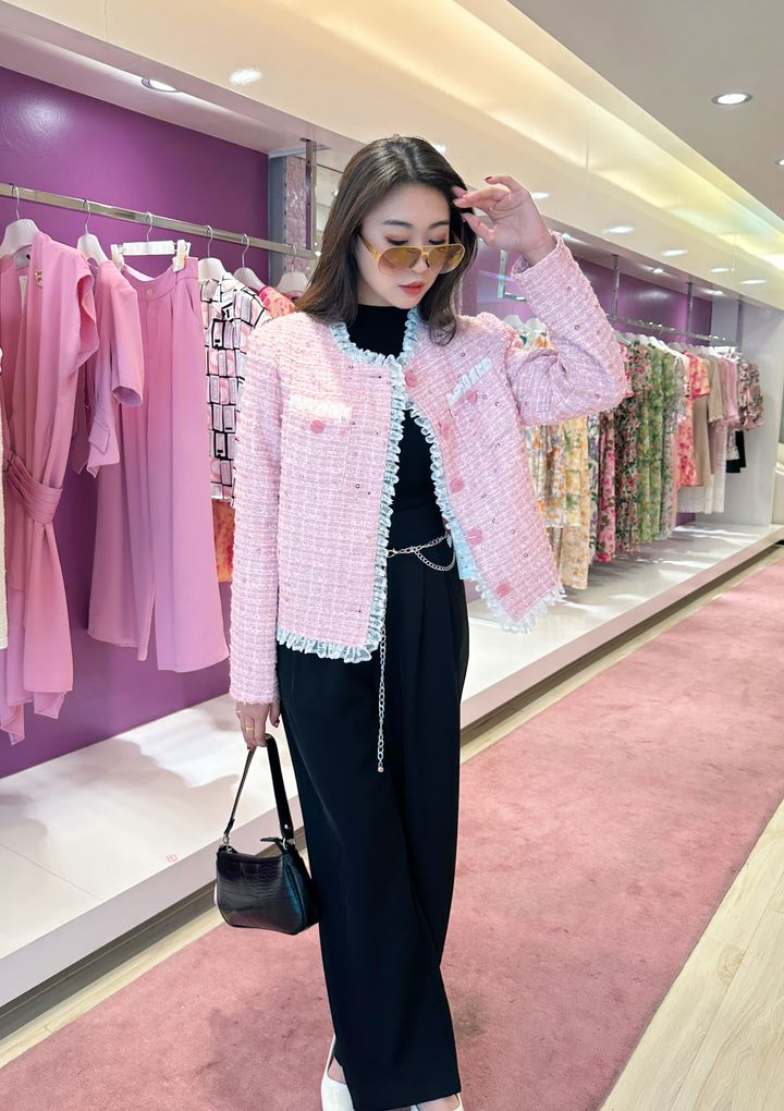 Pinky Bubble Tweed Coat 粉色泡泡小香风外套
