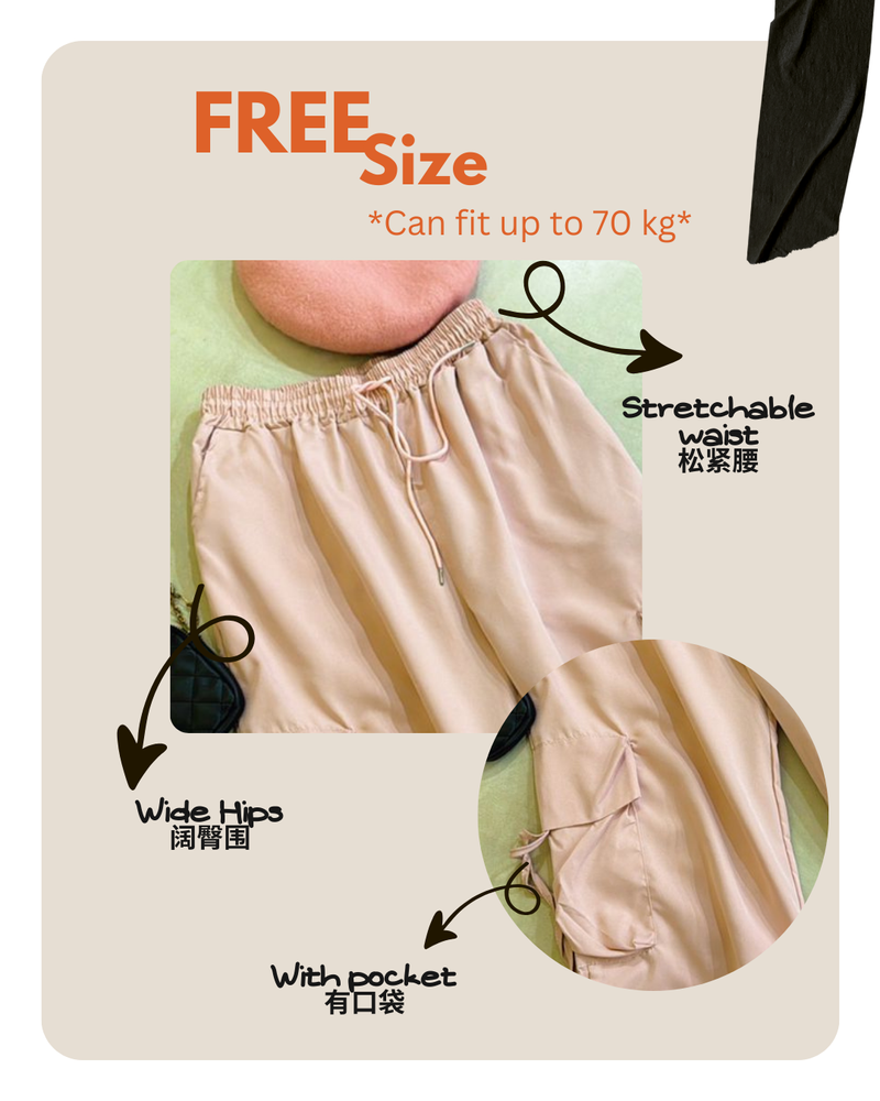 Size chart for Blushy Pink Cargo Pants