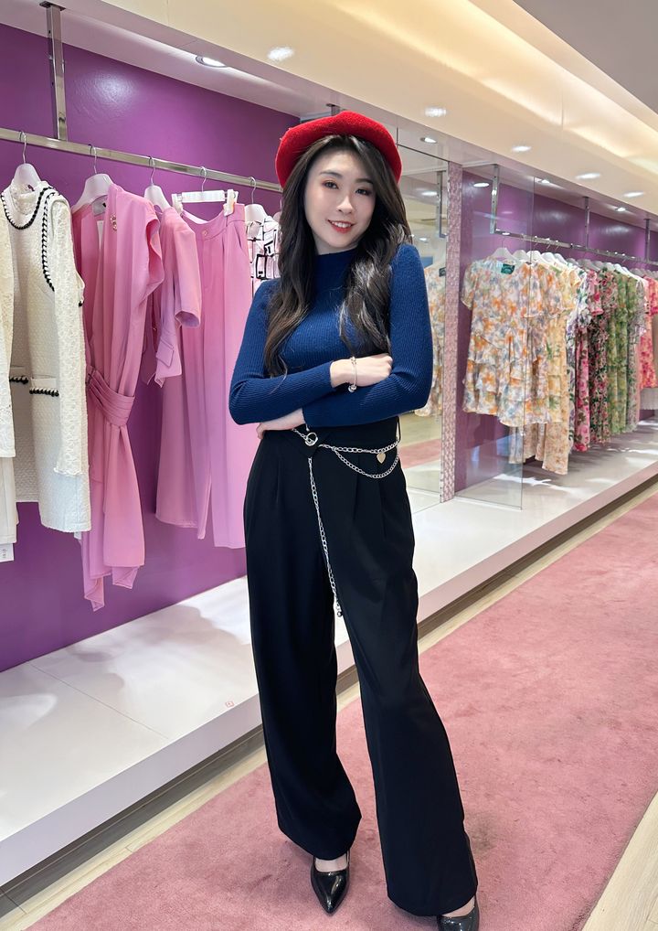 Midnight Blue Mock Neck Top 午夜蓝半高领上衣