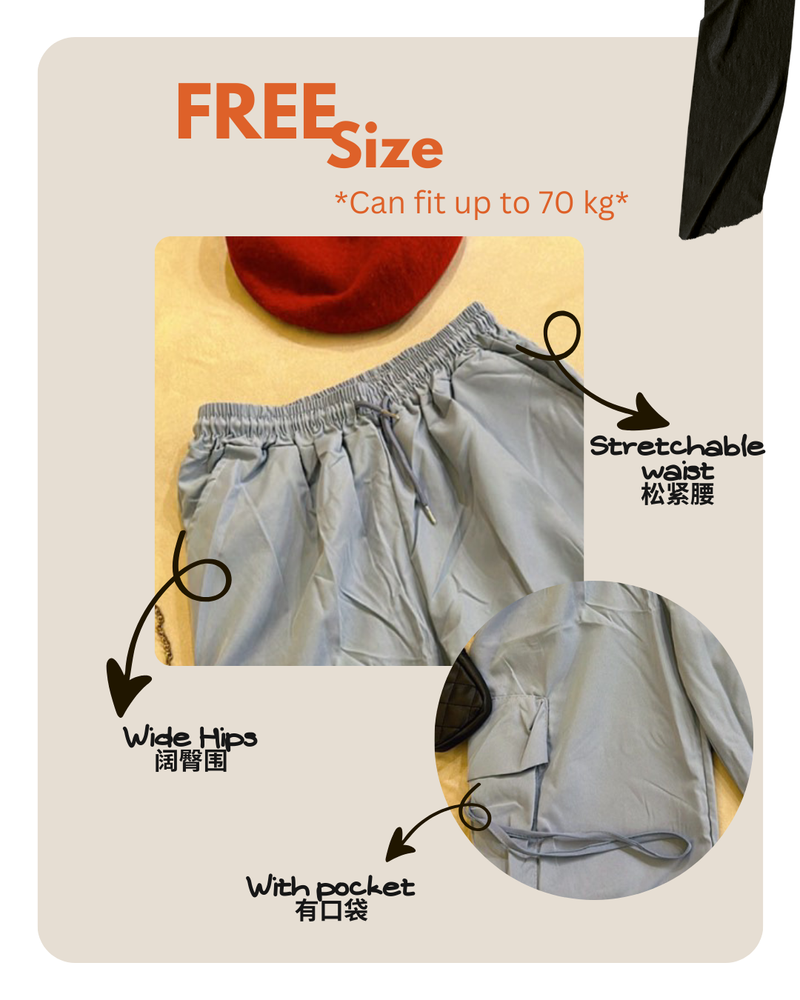 Size chart for Baby Blue Cargo Pants