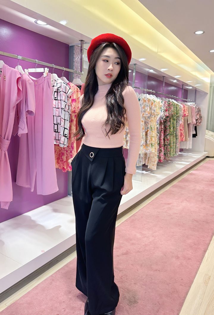 Blush Pink Mock Neck Top 嫣粉半高领上衣