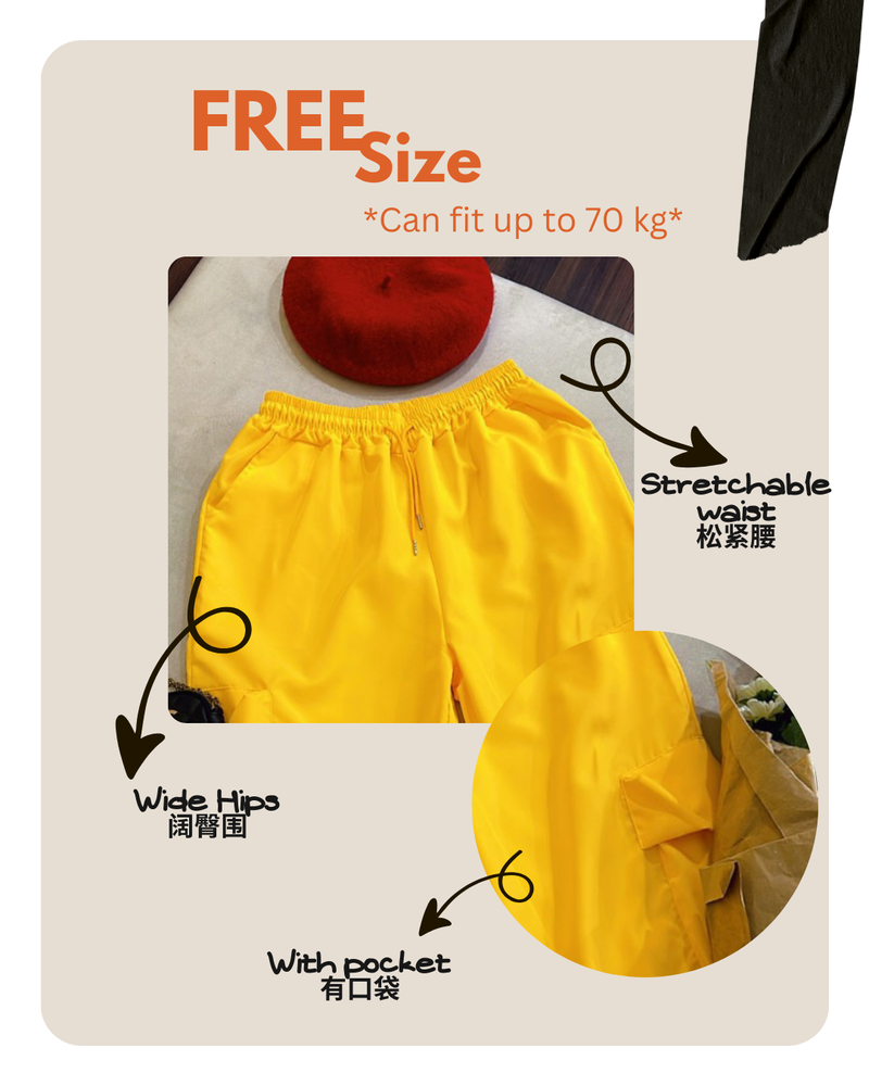 Size chart for Vibrant Yellow Cargo Pants