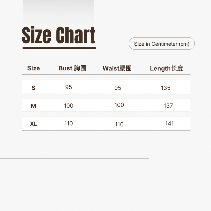 Size chart for Blush Elegance Puff Sleeve Dress