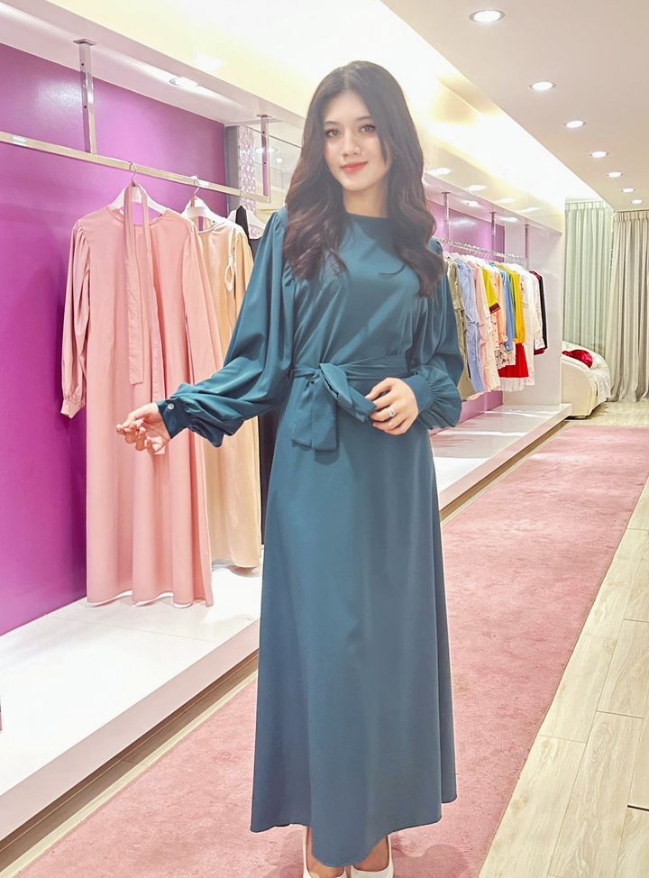 Emerald Elegance Puff Sleeve Dress 翡翠优雅连衣裙