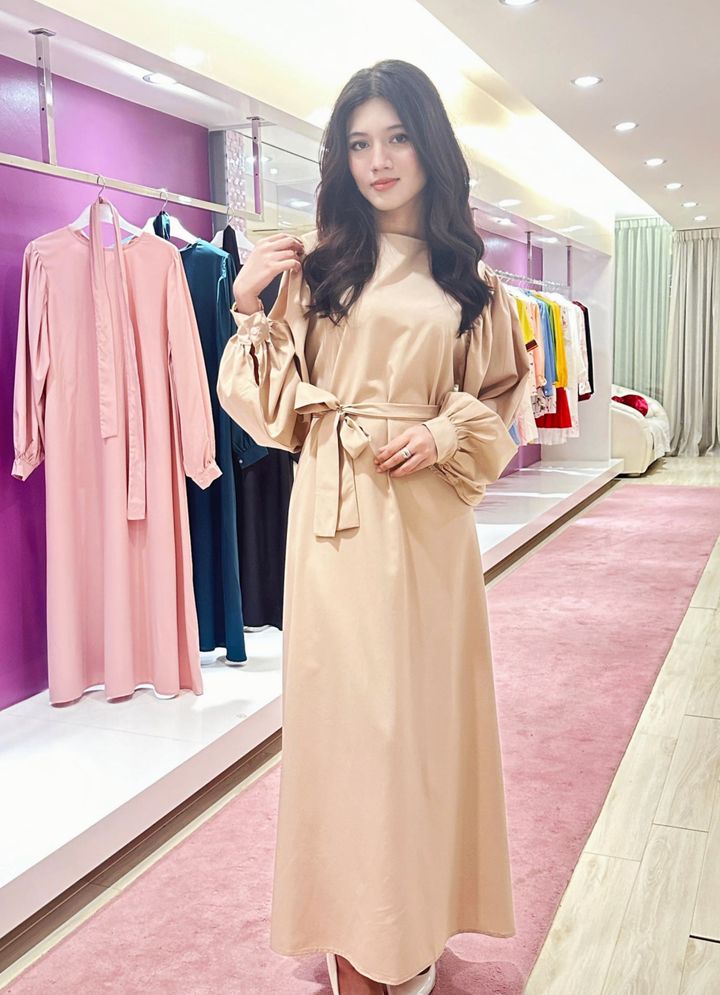 Sand Elegance Puff Sleeve Dress 砂米优雅连衣裙