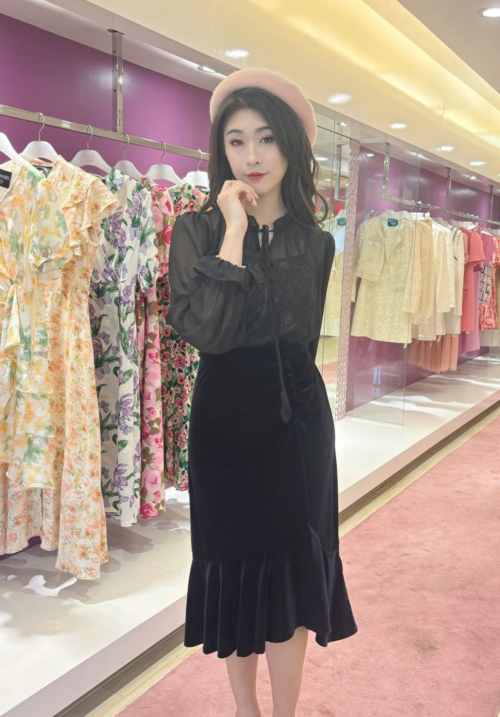 Noir Muse Velvet Dress 黑夜缪斯女郎连身裙