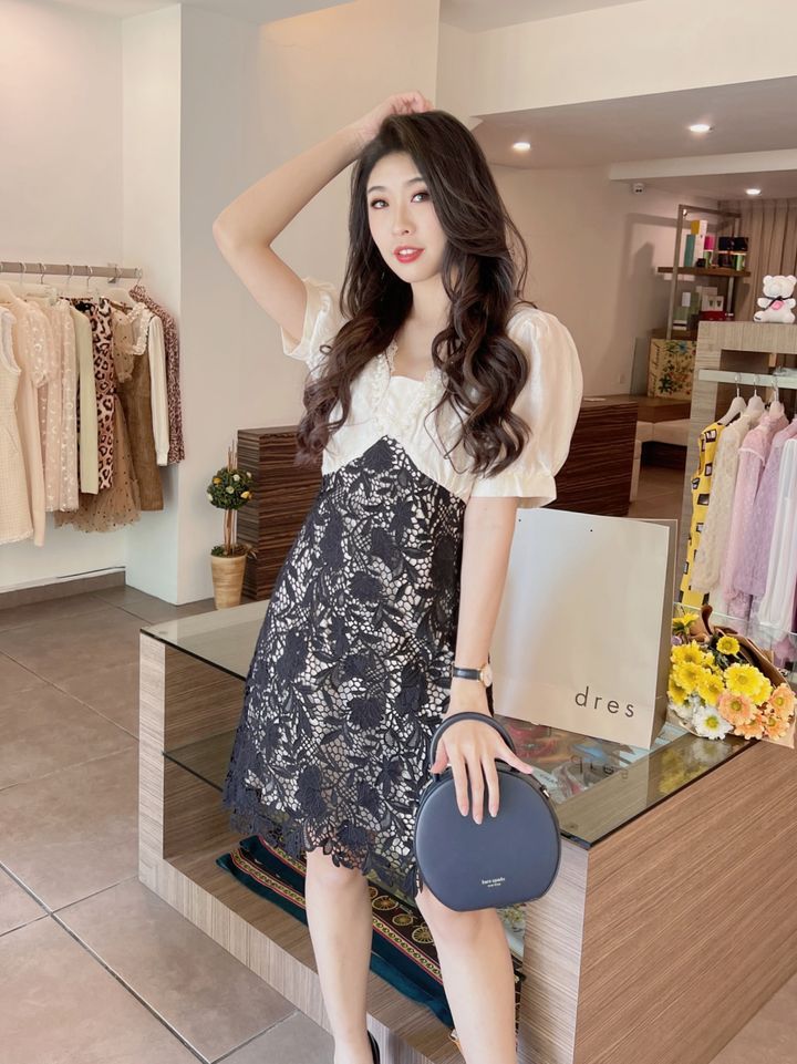 Edith Lacey Two-Piece Dress 御姐蕾丝风假两件连身裙