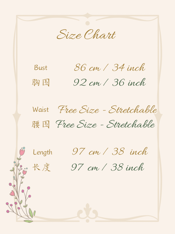 Size chart for Paris Pleat Set Wear