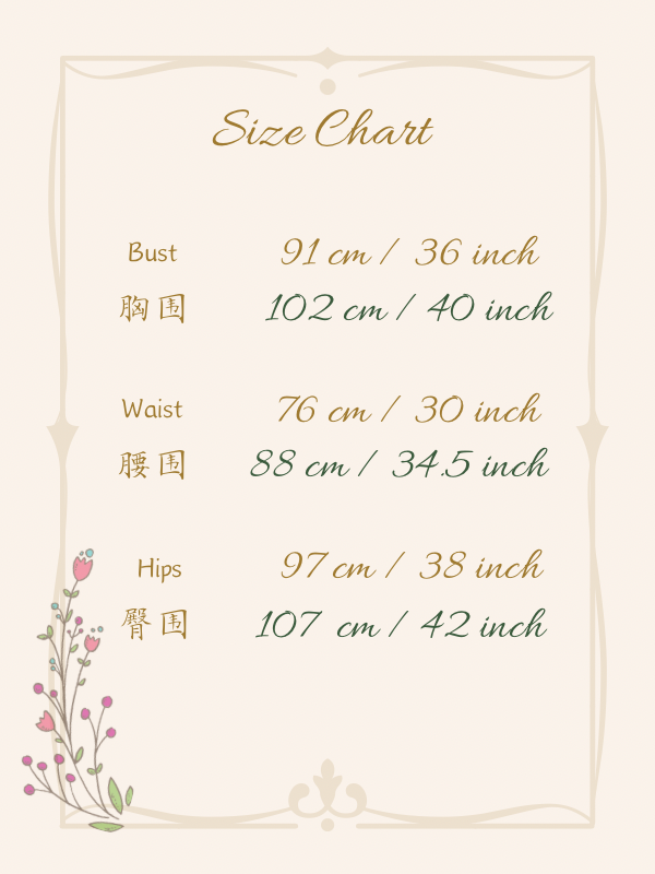 Size chart for Pink Belle Époque Tweed Dress