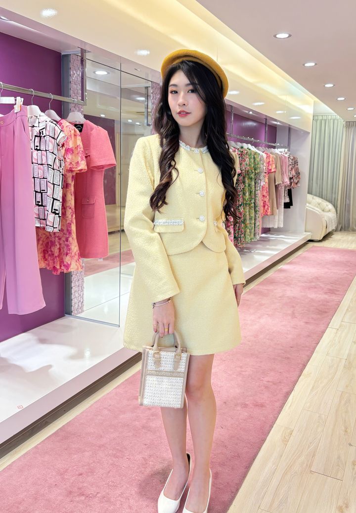 Lemon Pearl Tweed Set Wear 柠檬珍珠套装
