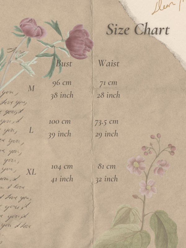 Size chart for Lemon Pearl Tweed Set Wear