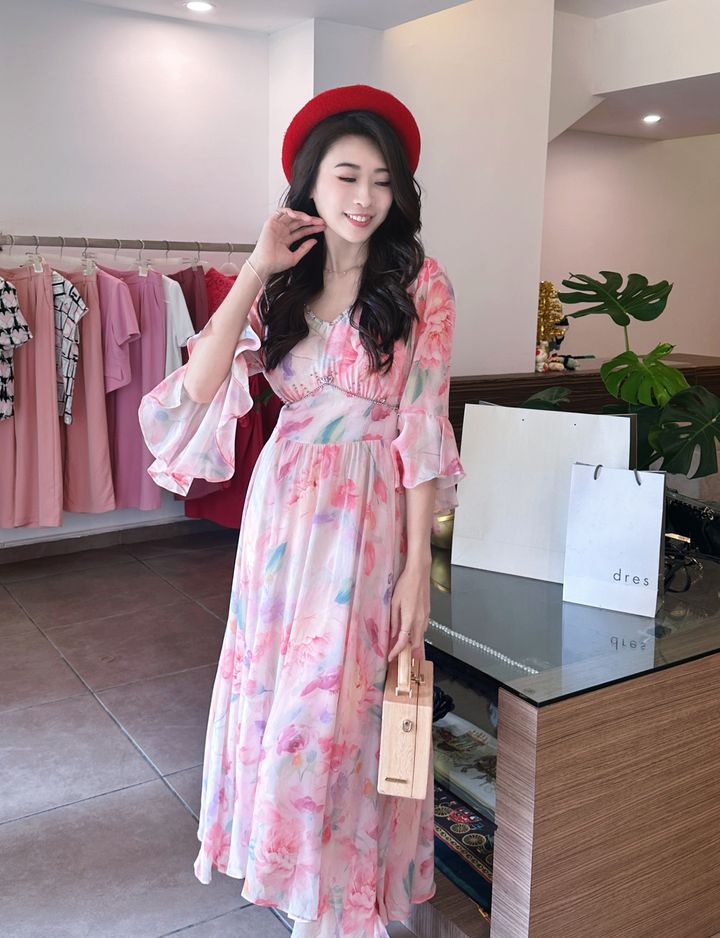 Blossom Whispers Chiffon Dress 华韵呢喃连身裙