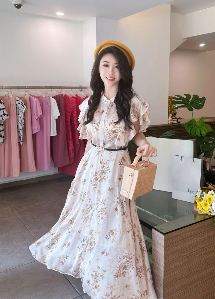 Willow Stand Collar Dress 杨柳立领雪纺连身裙