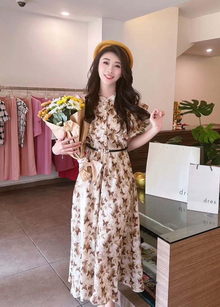 Dawn Stand Collar Dress 晨曦立领雪纺连身裙
