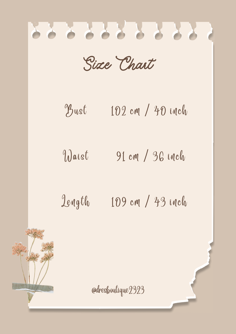 Size chart for Olive Breeze Modern Chinese Dress
