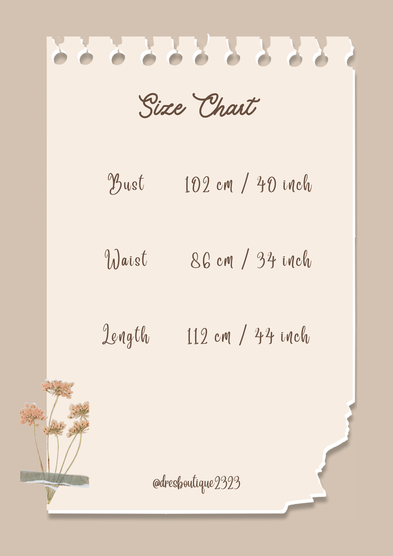 Size chart for Misty Ink Serenity Modern Chinese Long Dress