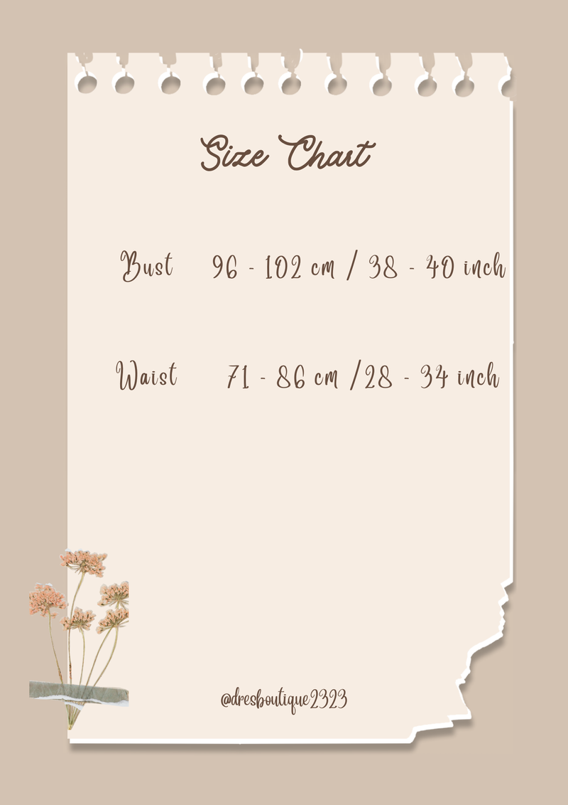 Size chart for Blossom Whispers Set Wear
