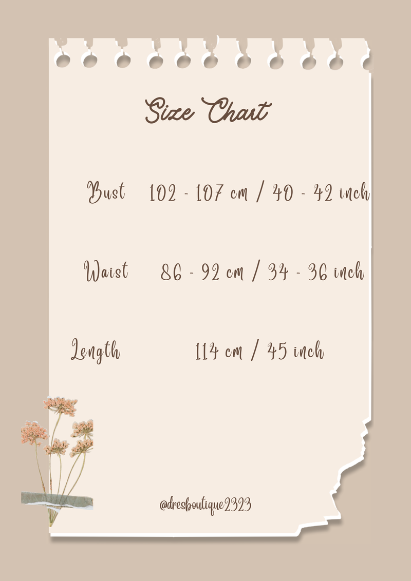 Size chart for Jade Garden Silk Long Dress