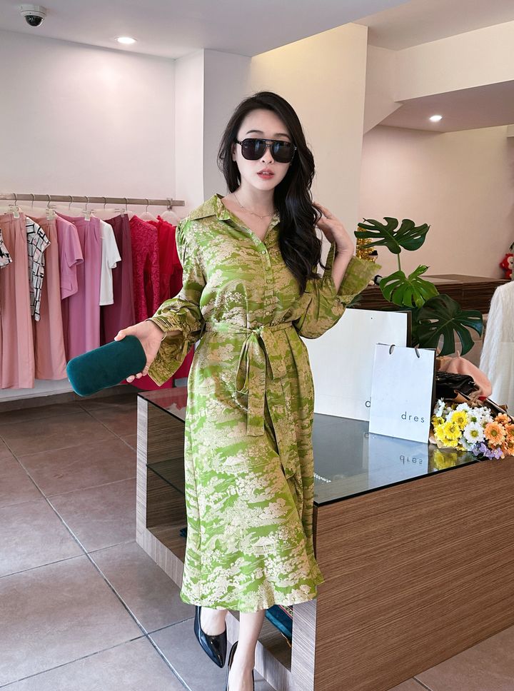 Jade Garden Silk Long Dress 翠园浮光长裙