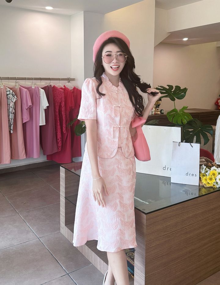 Blush Empress Ele Modern Oriental Set Wear 粉黛婉仪新中式套装
