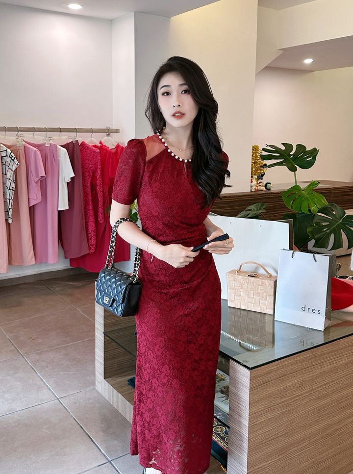 Rouge Éternel Bodycon Dress 红韵恒雅修身连身裙