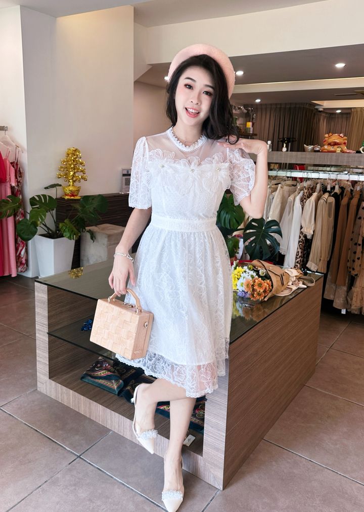 Soft Frost Lace Dress 柔霜蕾丝短连身裙