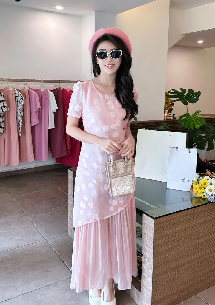 Yulan - Blush Chiffon Dress 粉玉兰轻纱连身裙